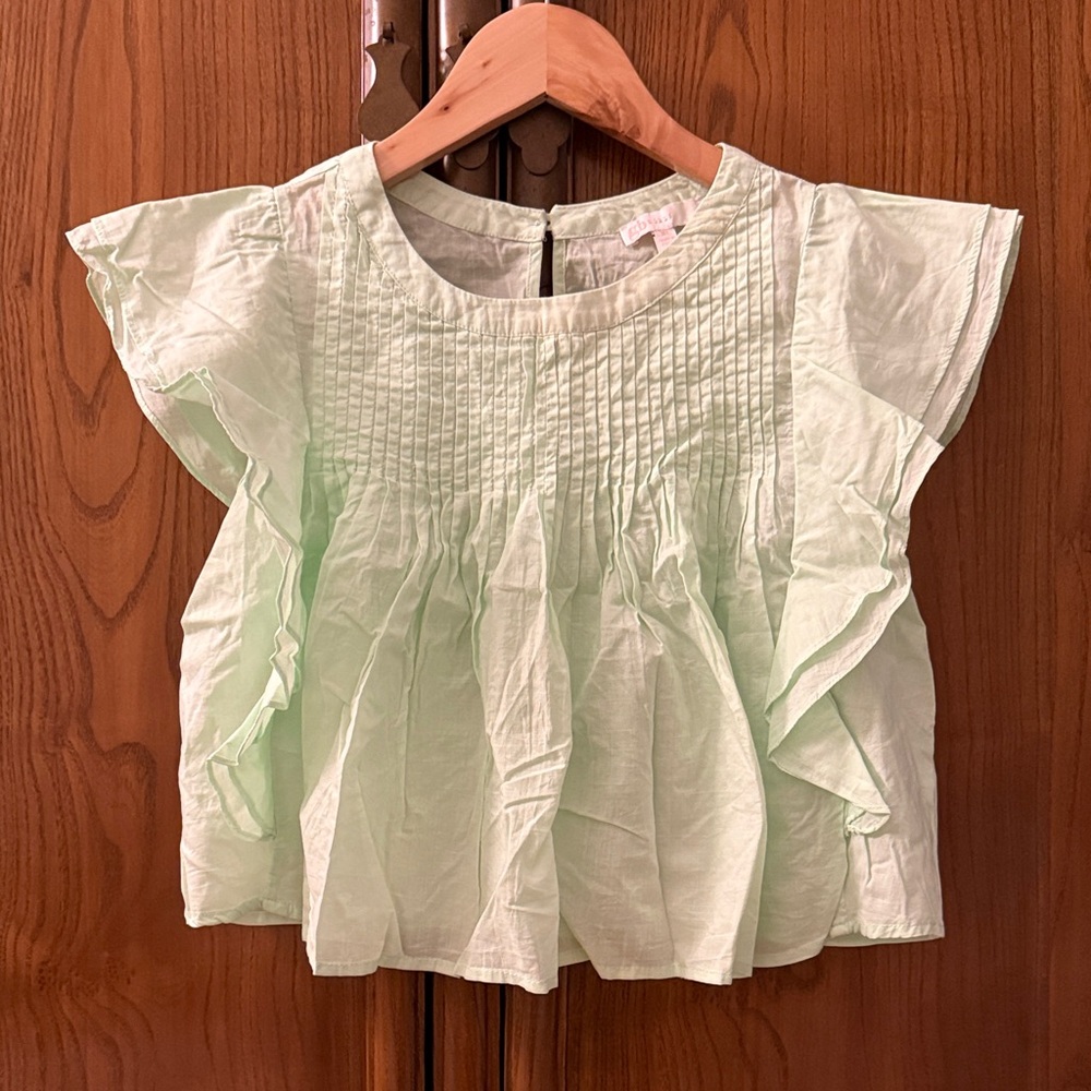 GB Girls Light Mint Ruffle Blouse